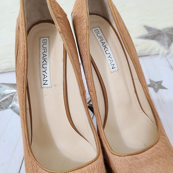 Burak Uyan tan pony hair heels platform stiletto designer pump women's size 39.5 - Picture 6 of 9